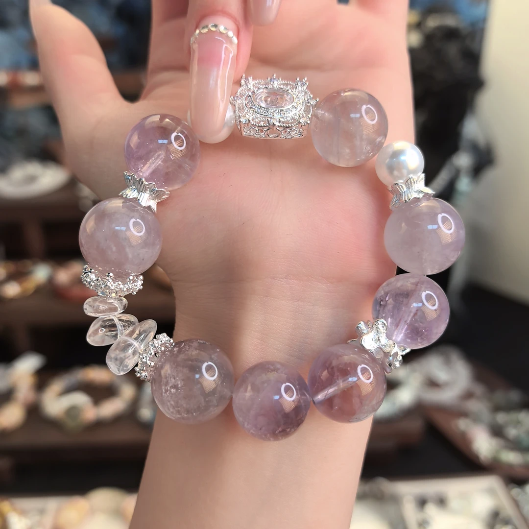 【紫兔毛水晶】天然水晶DIY设计紫兔毛水晶手串多样性发货建议慎拍