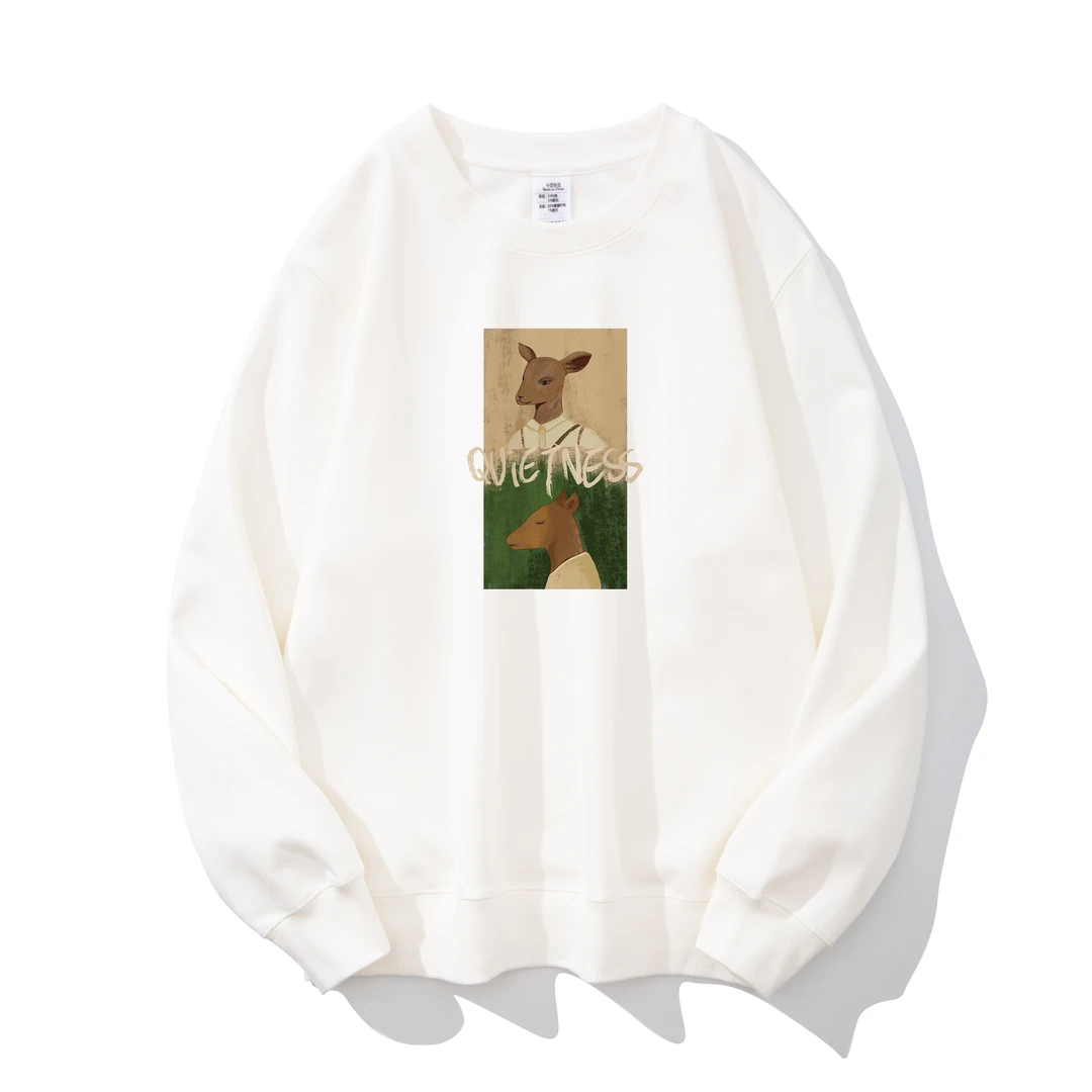 港风ins卫衣男士圆领黑色潮牌秋冬季2025新款无帽长袖加绒加厚