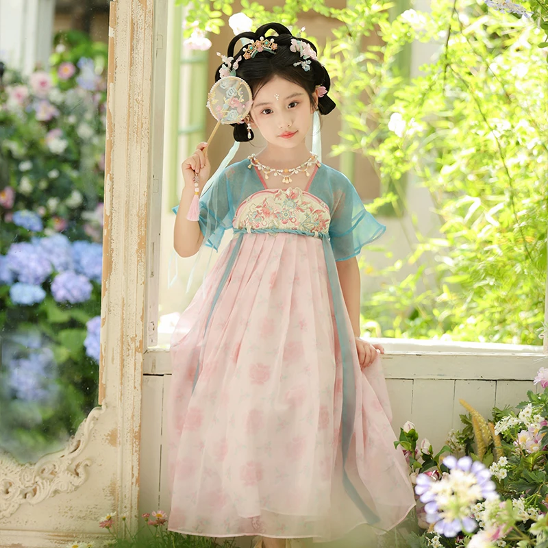 【小芙蓉】女童汉服2025年夏季中国风可爱古风古装新款刺绣宝宝裙子