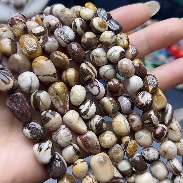 玛瑙/玉髓合金珠宝半成品T944  10m天然斑马石随行一条