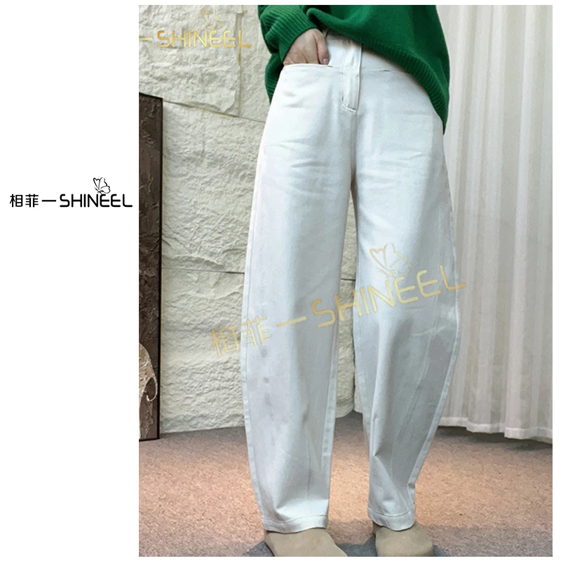 相菲一原创时尚香蕉牛仔时尚宽松高腰气质百搭休闲长裤