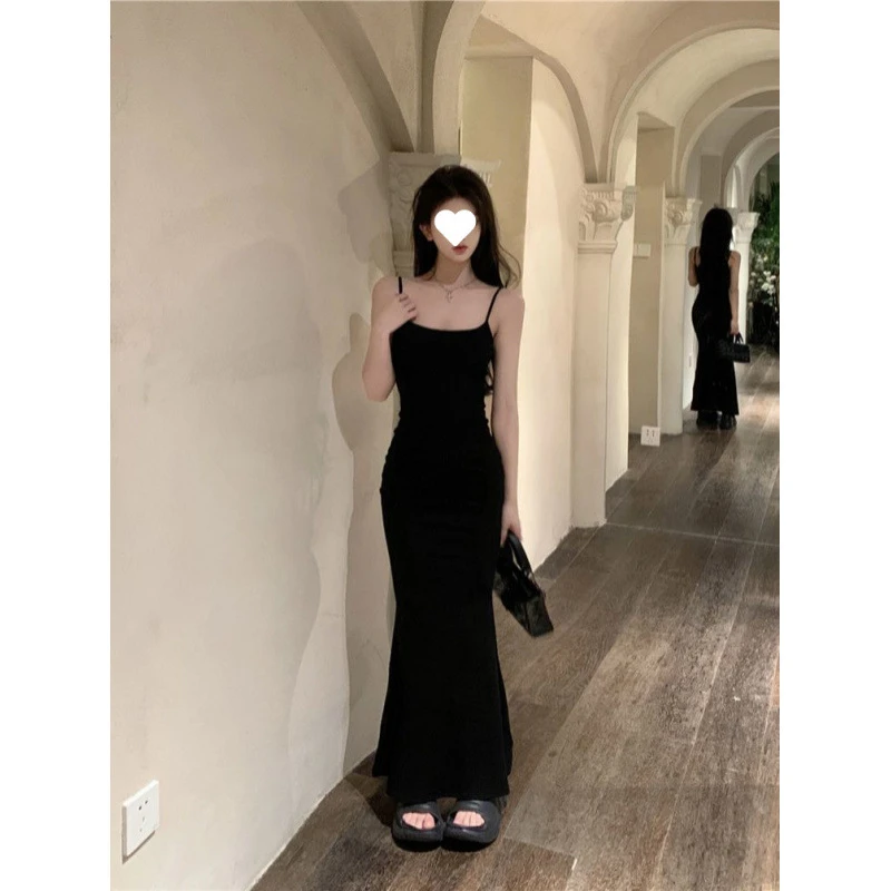 纯欲风吊带裙紧身包臀连衣裙女夏季法式鱼尾后妈裙收腰显瘦中长裙