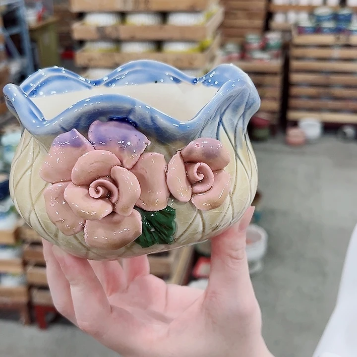 有孔.凑单10元陶瓷花盆发货！