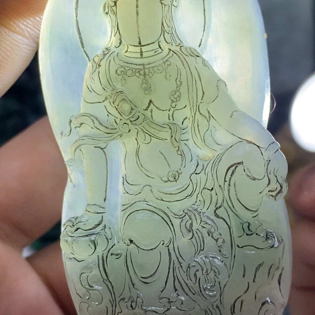 定制翡翠未镶嵌天然翡翠A货水月观音