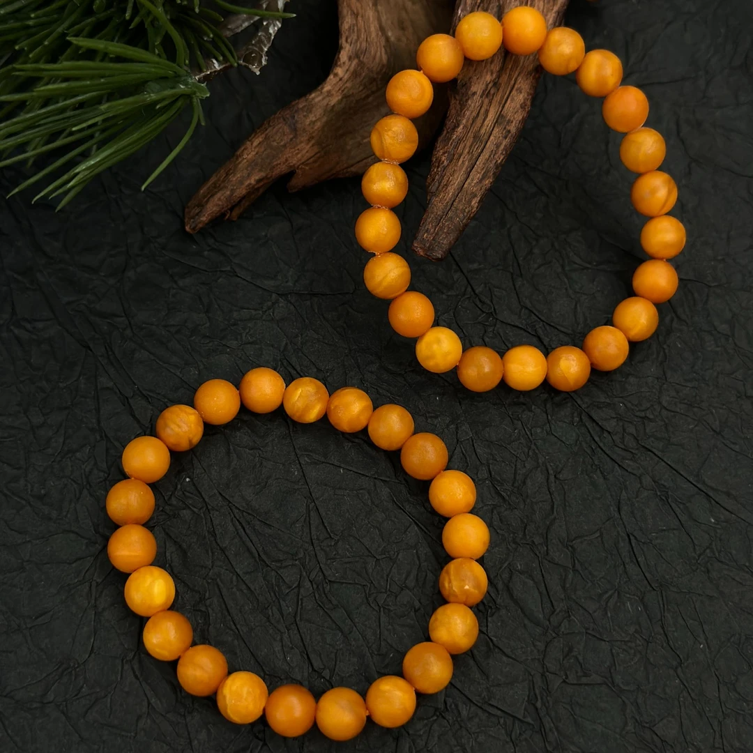【亿心珠宝】7mm+天然原矿橘皮圆珠蜜蜡单圈素串款（多样性发一件）