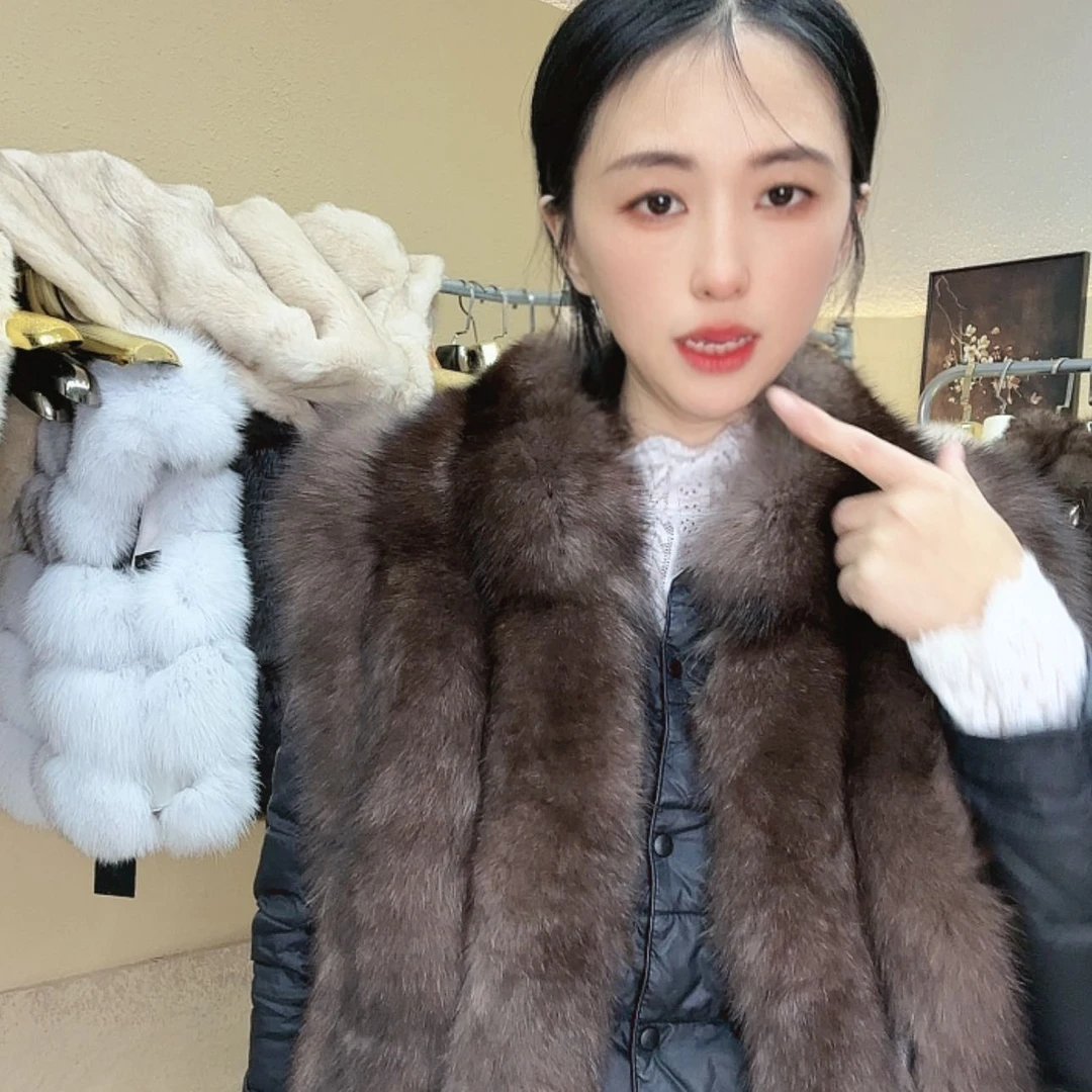 【闪购商品】狐狸毛针织外套