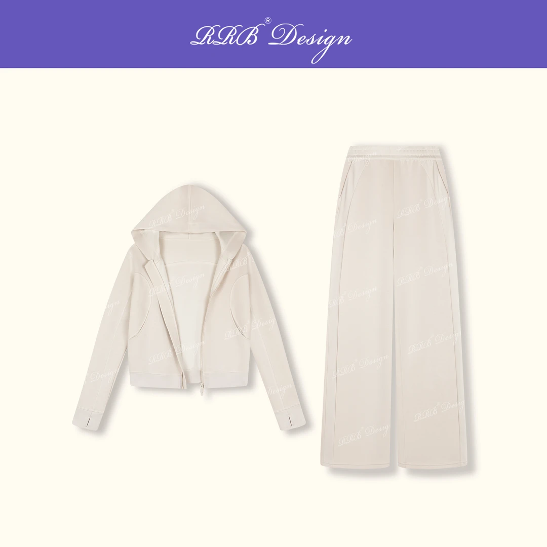 RRB Design 「云朵套装」兰精莫代尔空气层休闲卫衣阔腿裤两件套装