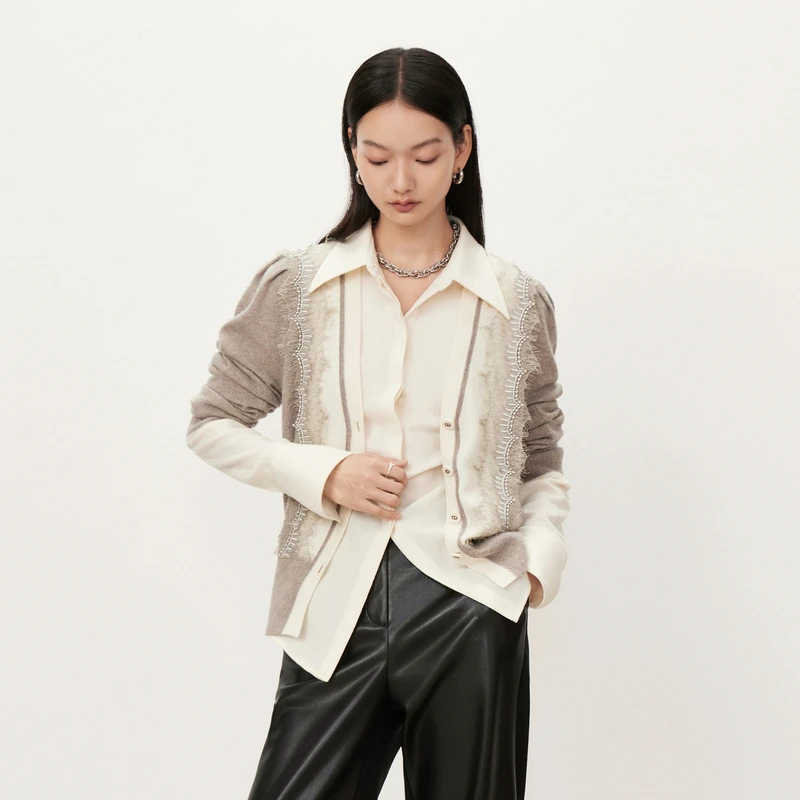 【粉丝专享】HPLY荷比俪秋季新款简约蕾丝针织衫HMD35650309