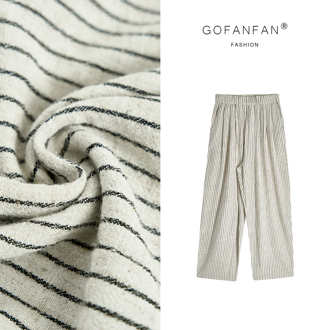 GFF STUFIO【怦然心动】时髦小众设计感宽松直筒竖条休闲裤