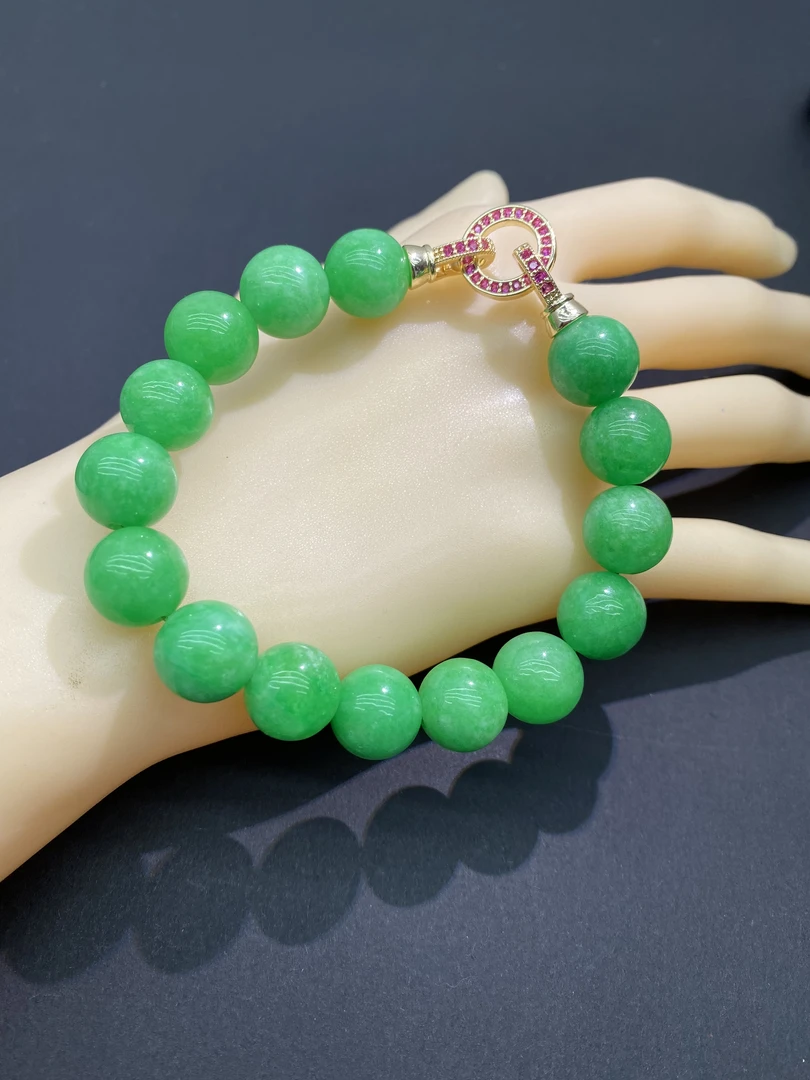 手串手链尊贵时尚满绿色手串手链12mm单圈贵气女神风范