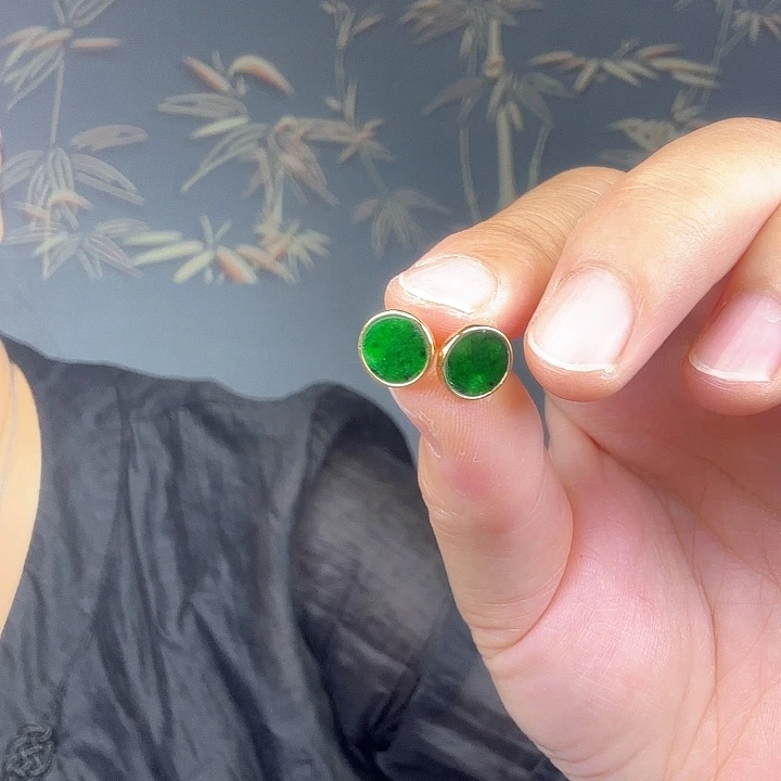 银S925镶嵌翡翠耳饰特价