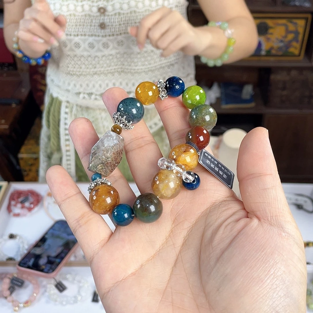 水晶手链银S925镀金镶嵌