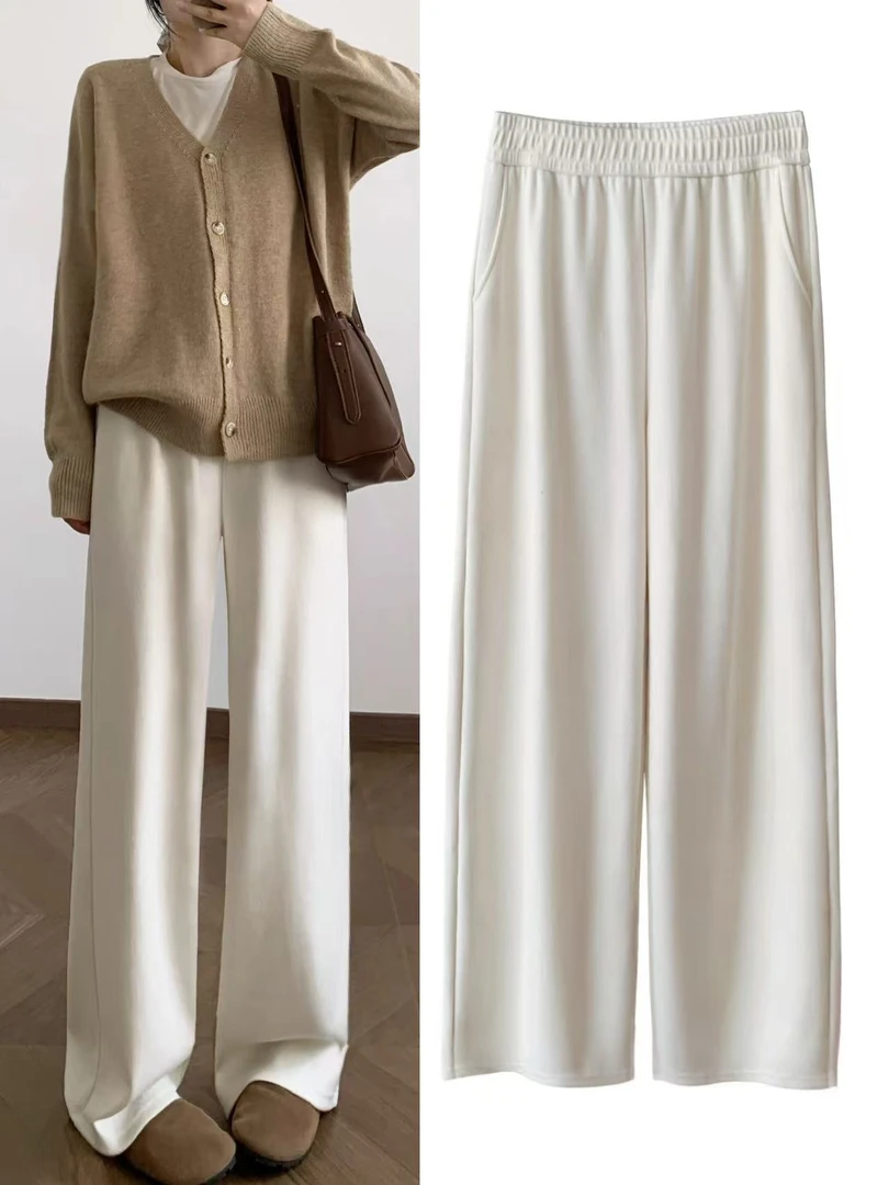 0241 Y80垂感2025新款春秋高腰宽松直筒阔腿裤