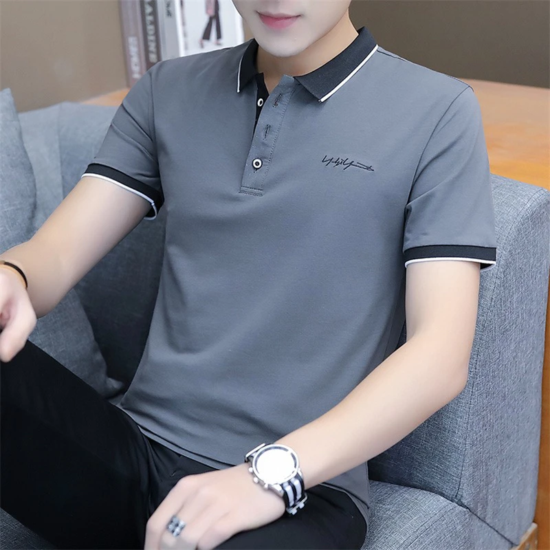 夏季男士爆款冰丝翻领短袖POLO衫休闲时尚韩版上衣