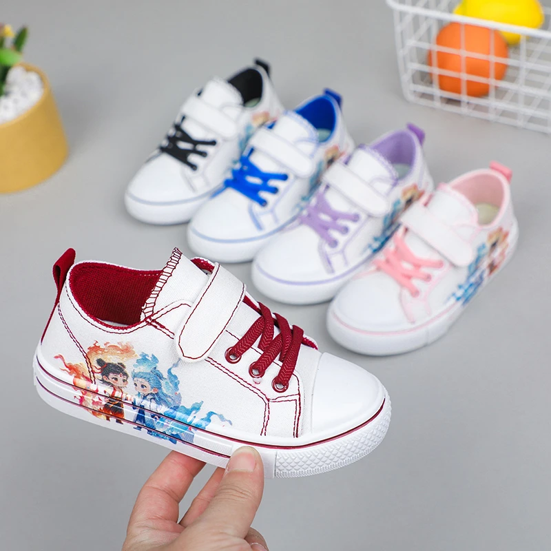 儿童帆布鞋男童新款春秋款哪吒童鞋魔童闹海鞋子女童百搭休闲鞋