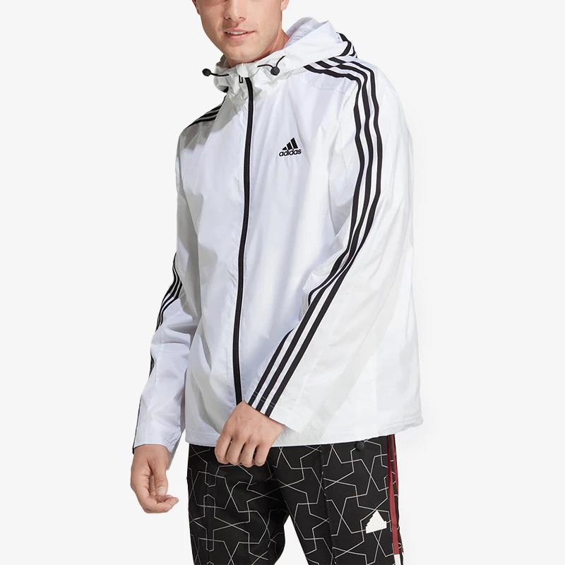 adidas ESSENTIALS WOVEN WINDBREAKER 运动连帽夹克外套 IB0382