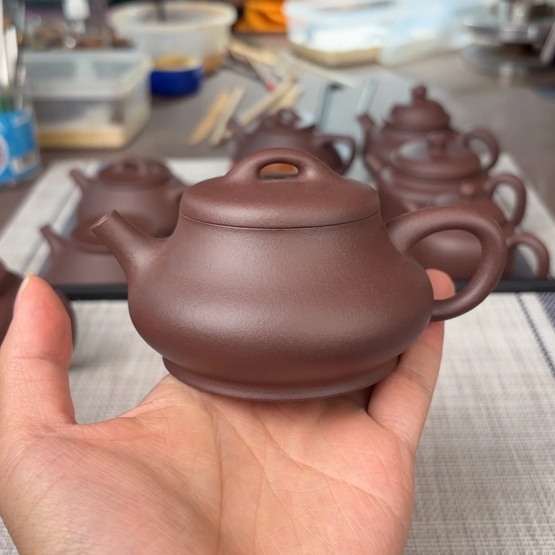紫砂茶壶半手工老紫泥饮瓢壶170