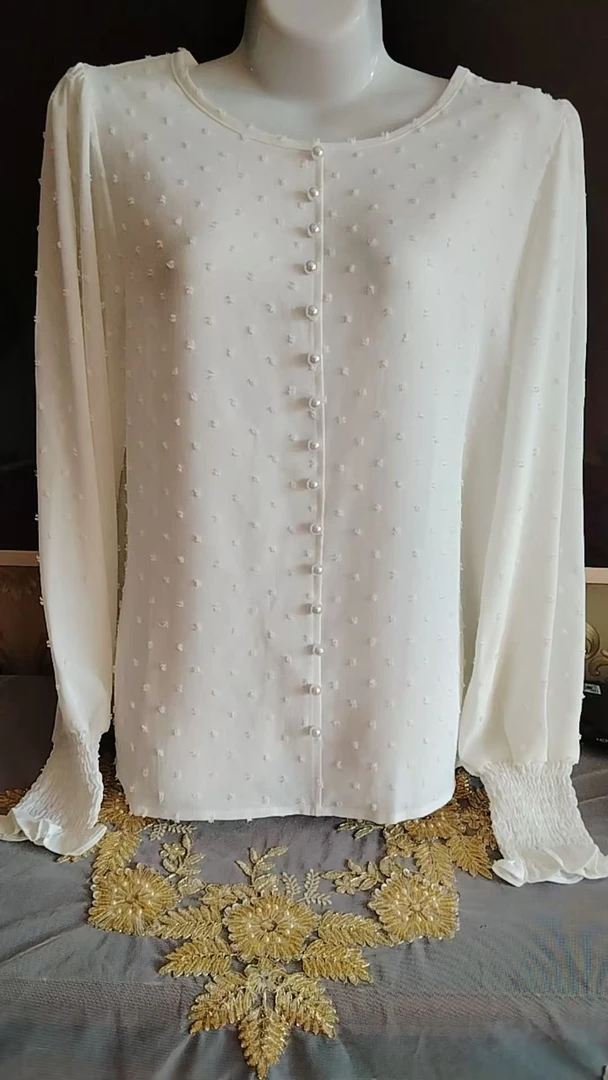 【新疆包邮】常规款衬衣夏季波点衬衫宽松型镂空秋季简约