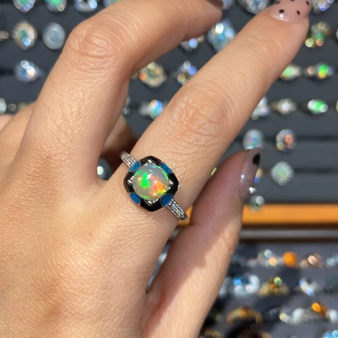 欧泊银S925镶嵌欧泊戒指s****e