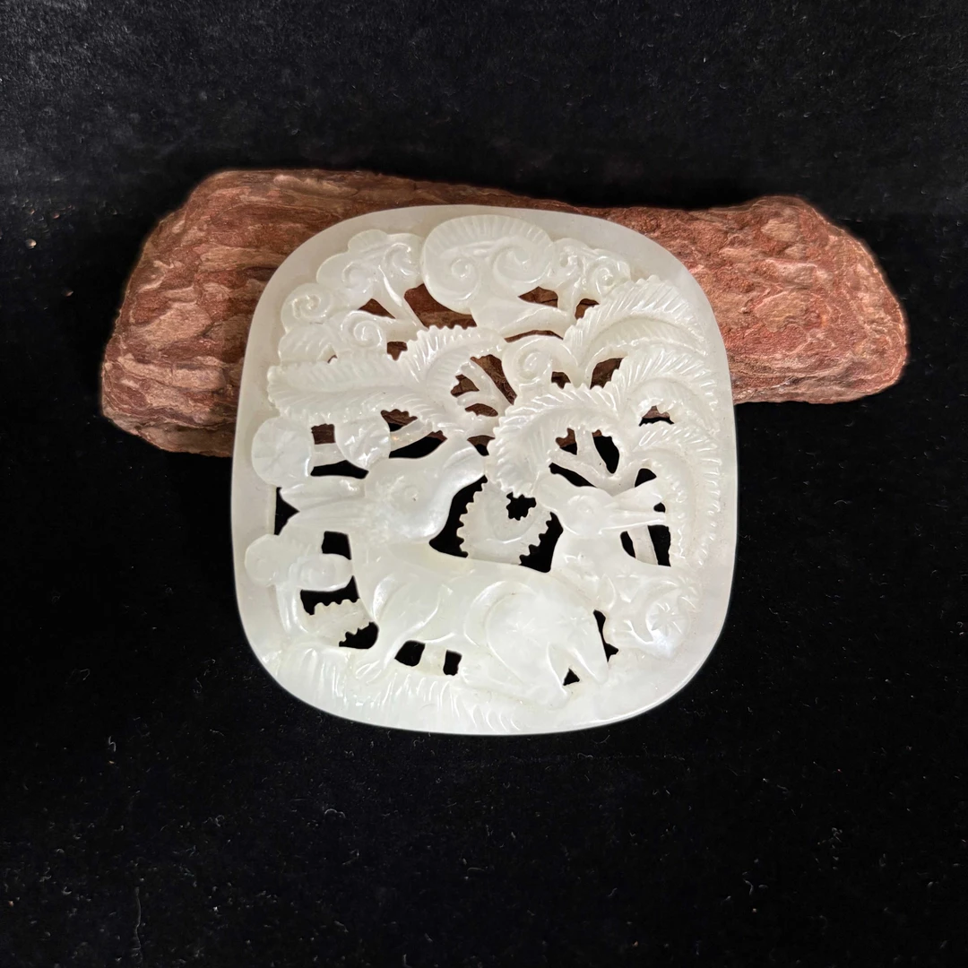 《清代》和田玉仙鹿同春 山东国营文物商店 ZZXCYH336706