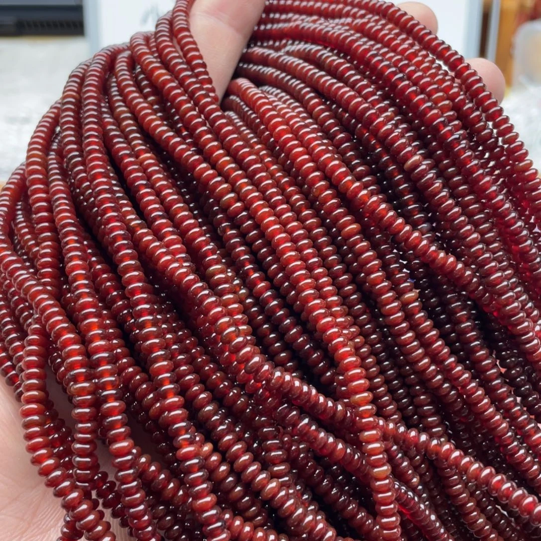 玛瑙/玉髓未镶嵌珠宝半成品一条装卡4mm红玛瑙算盘珠