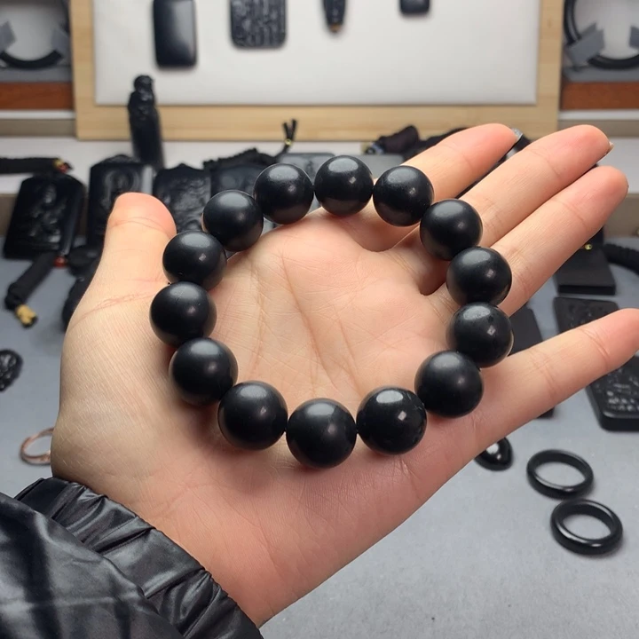 和田玉（墨玉）未镶嵌手串特价16mm