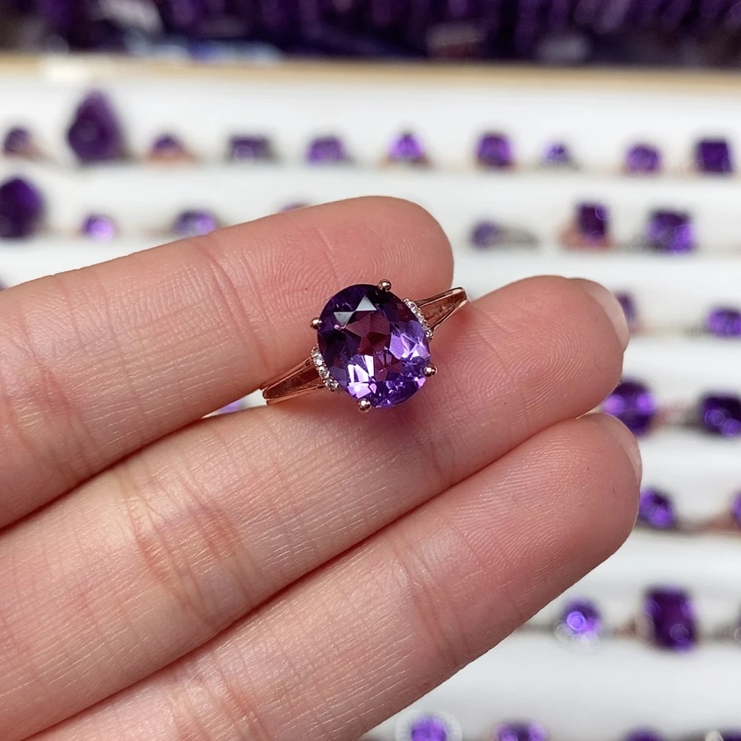 银S925镶嵌珠宝半成品紫晶