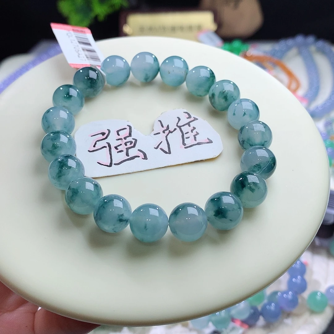 未镶嵌手串翡翠王炸！卡10mm冰胶蓝飘花 优雅永不过时！