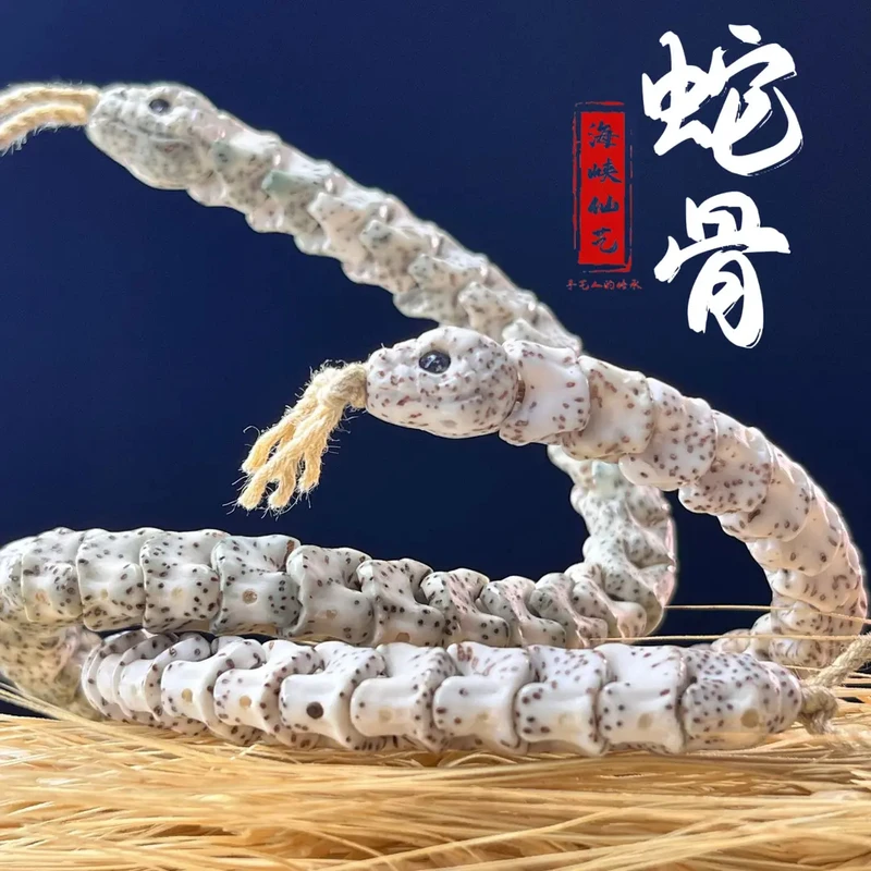 天然蛇骨雕刻工艺原生态设计精选阴皮星月菩提手串油性纯手工直径
