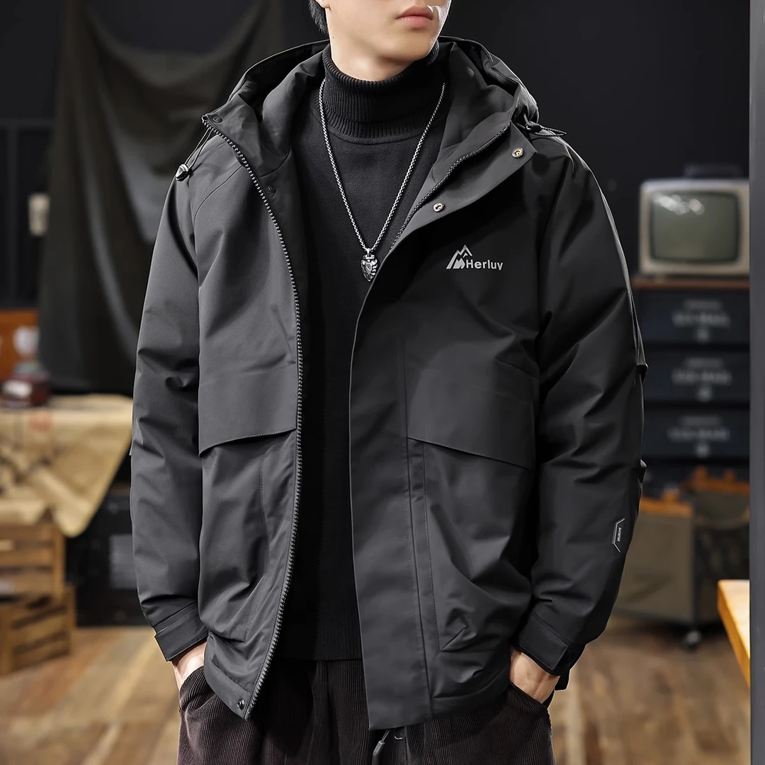U&PURA户外防水羽绒服男2024冬新款山系保暖冲锋衣外套大码潮流