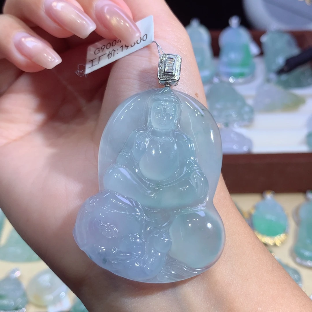 吊坠(不含链)18K金镶嵌翡翠