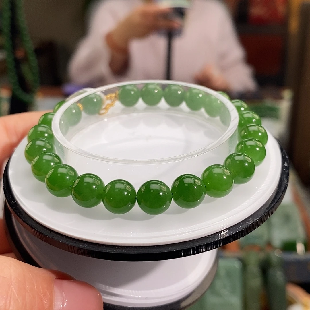 和田玉22K金镶嵌耳饰