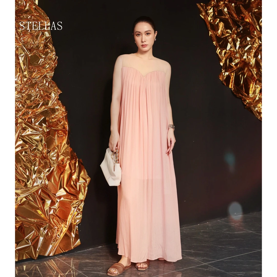STELLAS “百变度假裙”新款无袖网纱度假风慵懒气质长款连衣裙