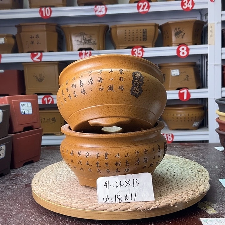紫砂花盆蛇年大吉