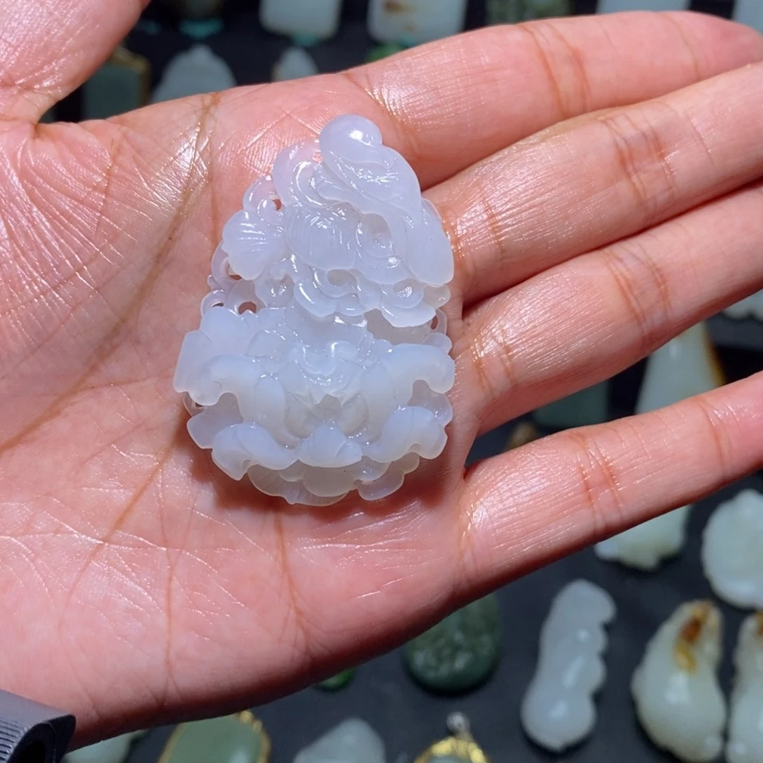 和田玉羊脂白花未镶嵌
