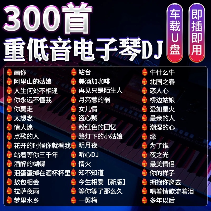 电子琴DJ纯音乐汽车载u盘重低音环绕笛子2025抖音流行无损高品质