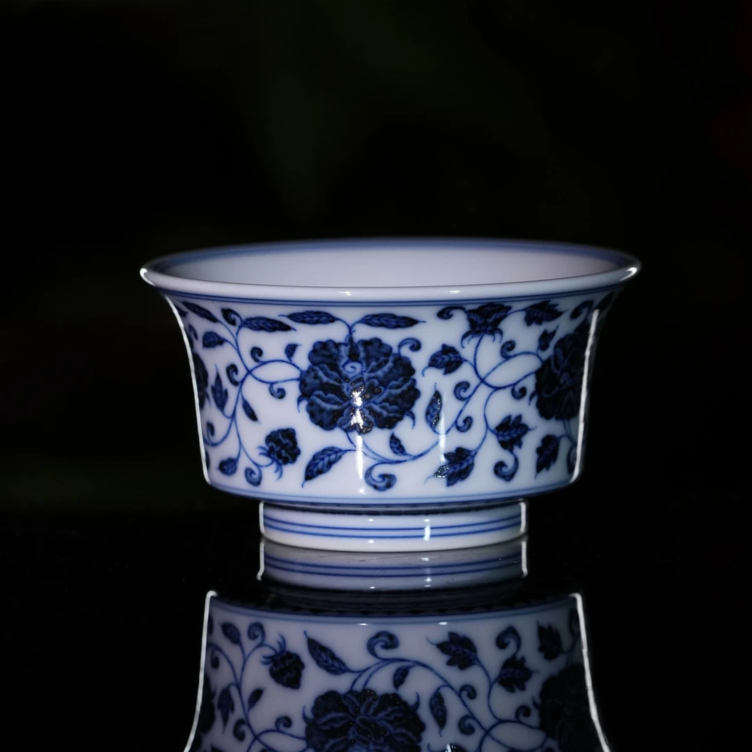 和然珍味 - 景德镇和然柴窑青花四季花盖碗马蹄杯纯手工手绘