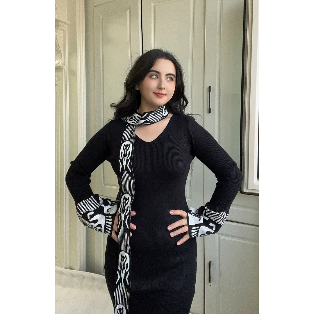 2501【包邮】民族风针织气质通勤女装连衣裙