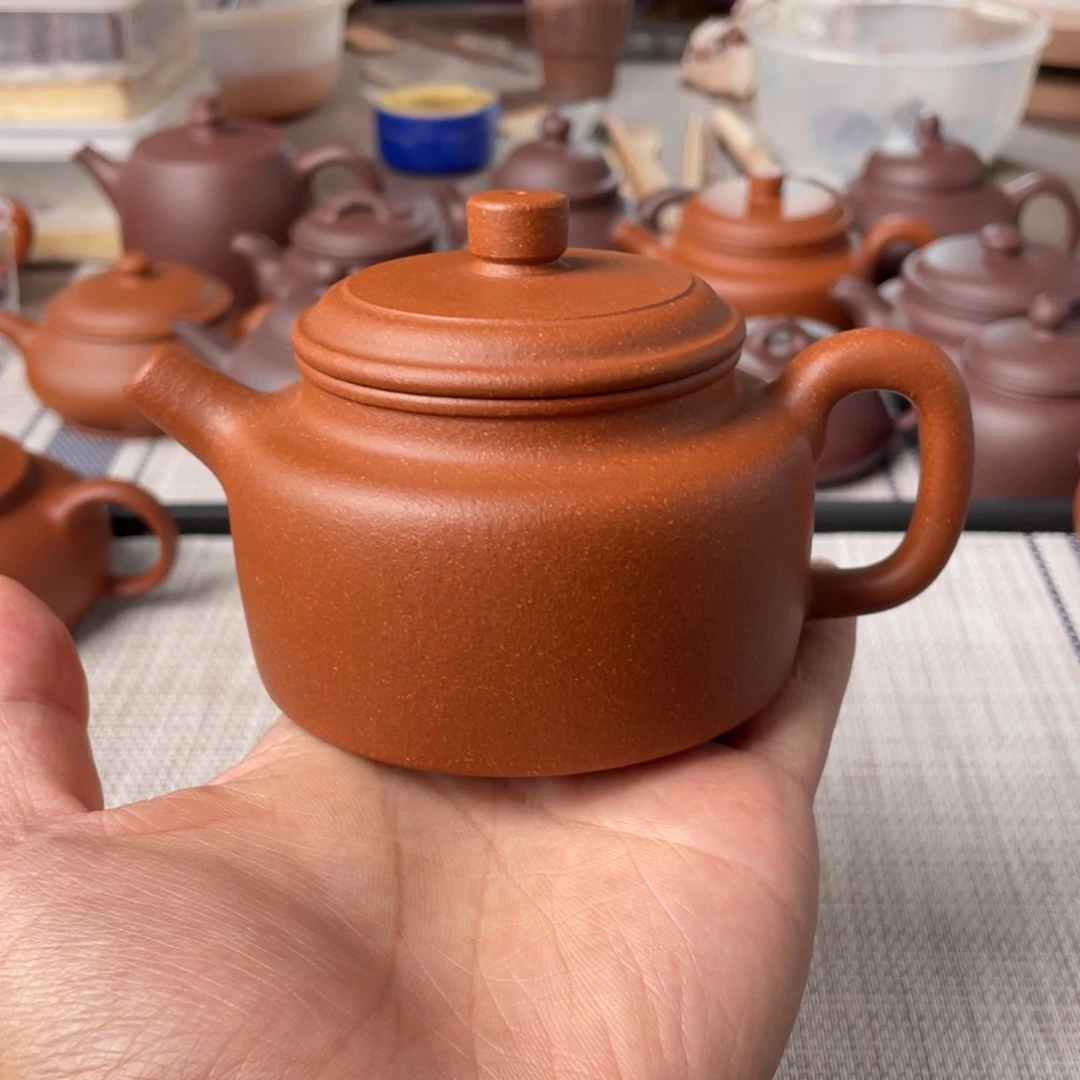 紫砂茶壶半手工红降坡德钟壶190cc