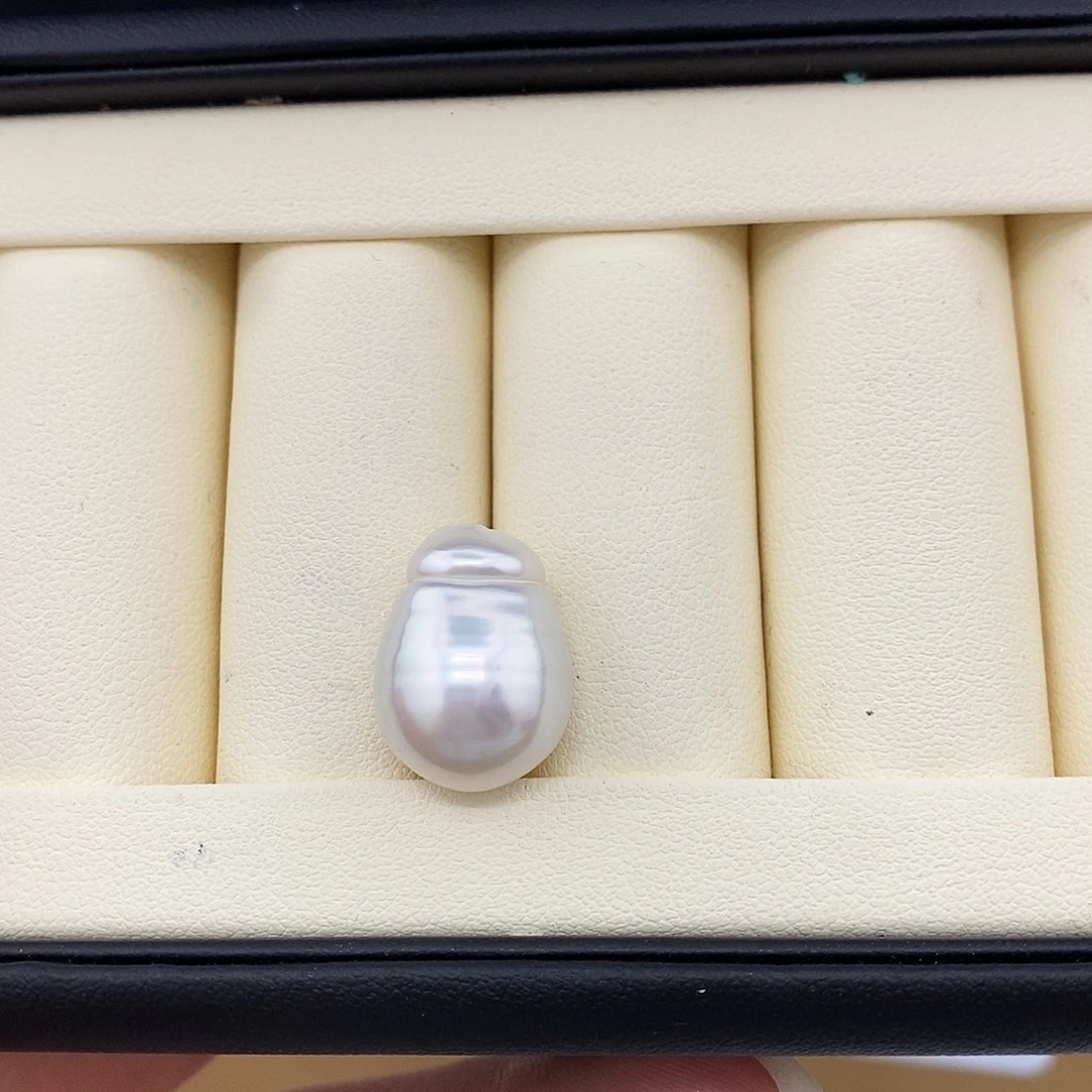 海水珍珠未镶嵌耳饰13-14澳白单颗 无鉴赏