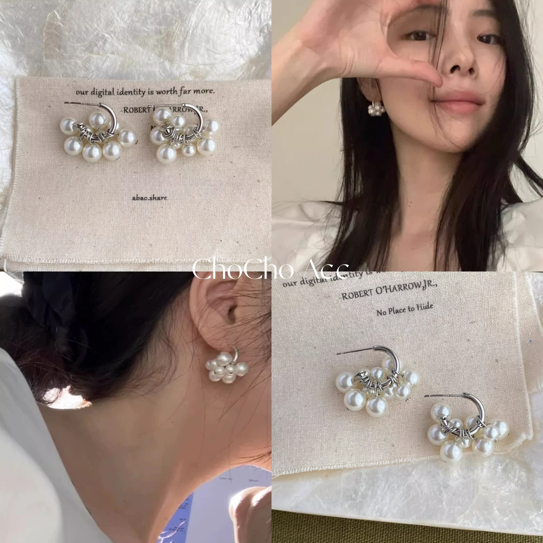铜合金耳饰 韩国博主同款珍珠花苞耳环女小众高级感轻奢独特耳钉