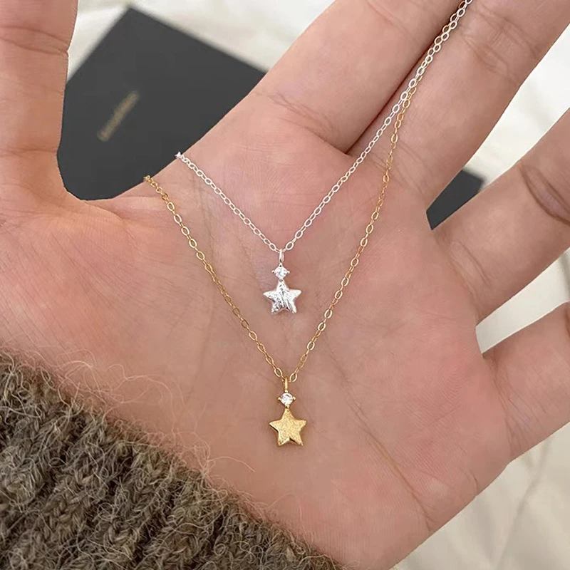 YQJR 钛钢项链 简约星星项链女时尚气质韩式五角星吊坠轻奢锁骨链