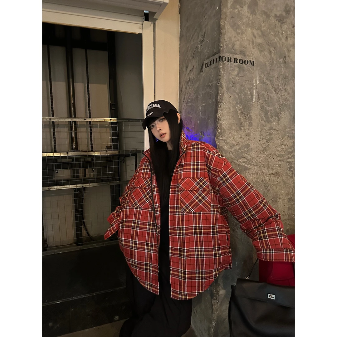 嘉仪【艺术多巴胺】格纹衬衫棉服
