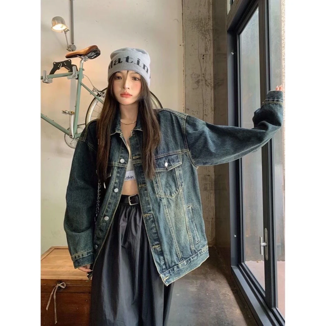 【2399】短款牛仔外套秋季2025新款韩版复古宽松百搭休闲夹克上衣
