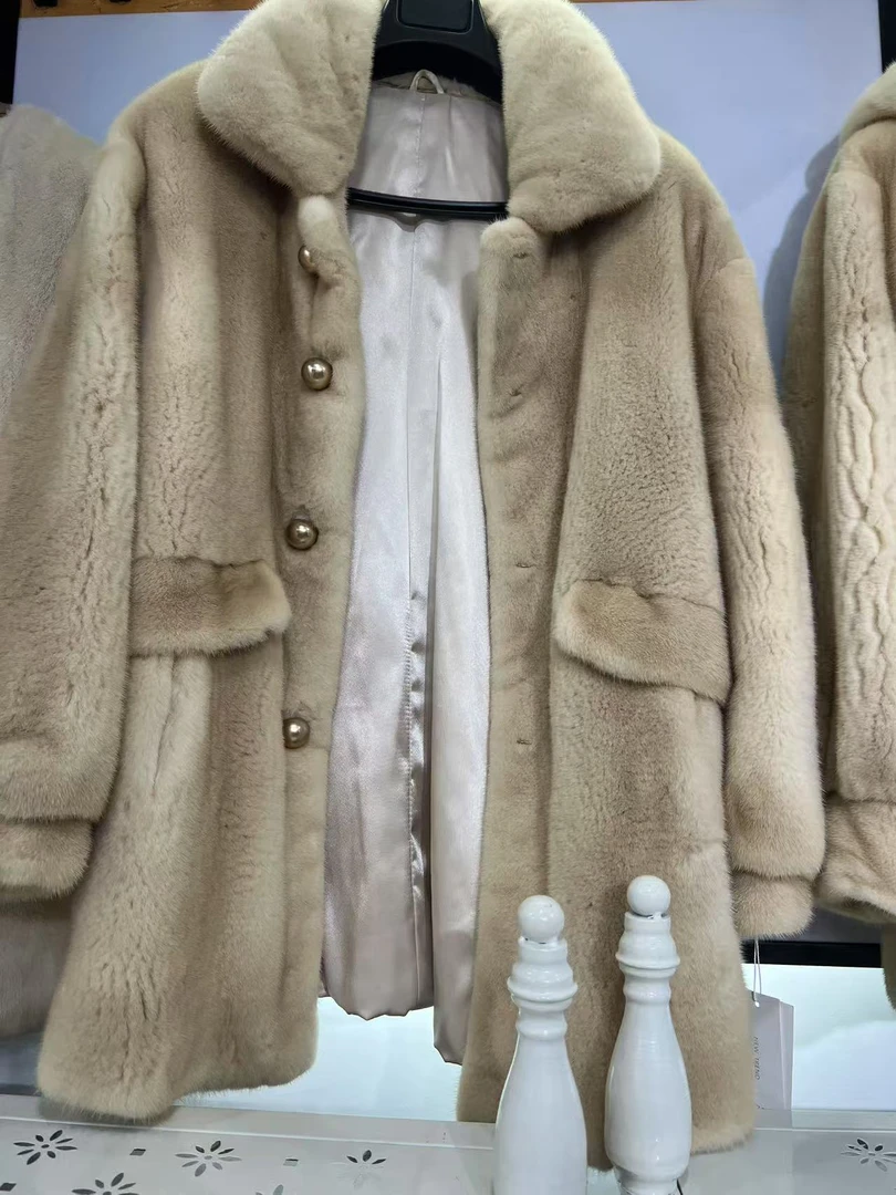 【3号链接】冬季貂皮大衣时尚潮流设计师百搭水貂女款外套