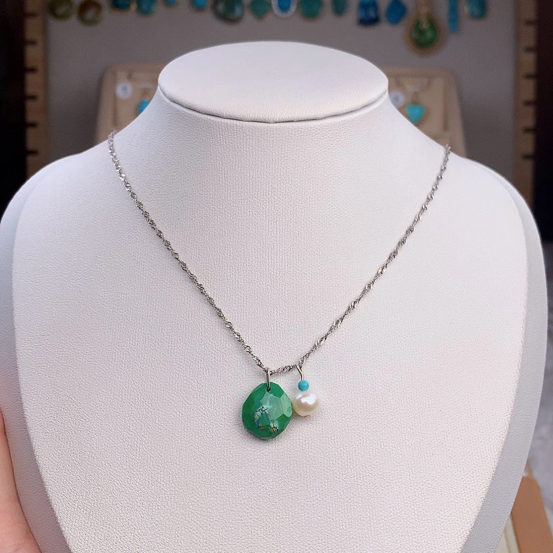 绿松石颈饰银S925镶嵌