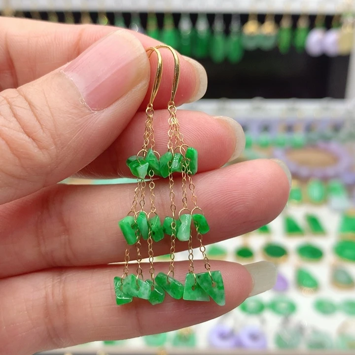 翡翠18K金镶嵌耳饰