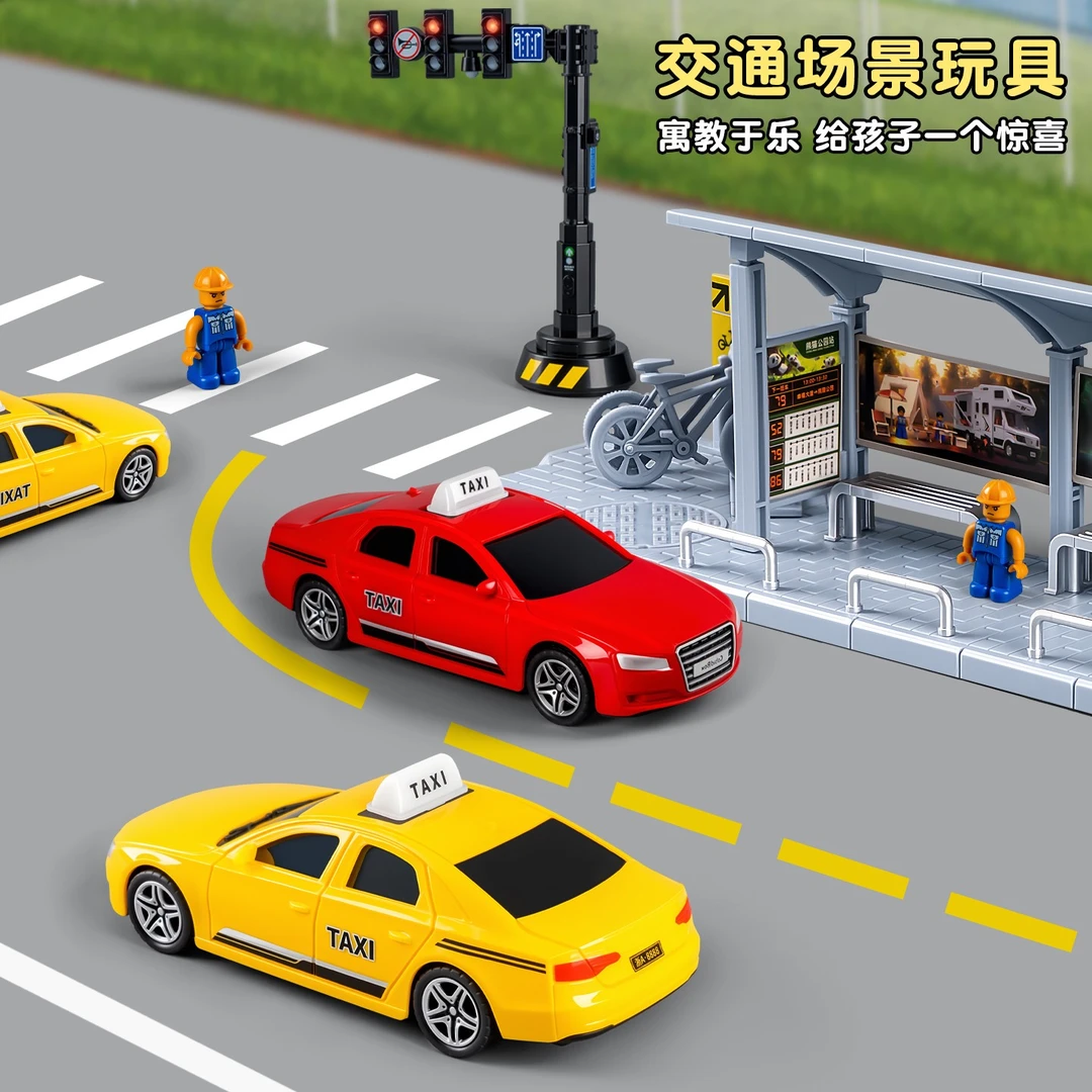 儿童多功能红绿灯玩具模型灯光音效交通信号灯声光回力警车小汽车