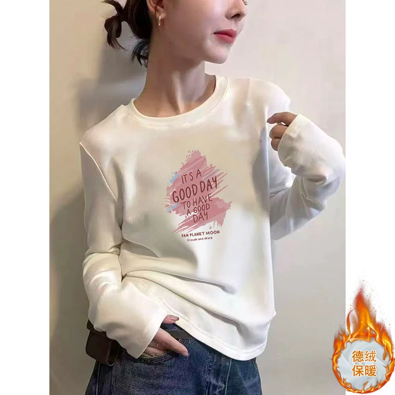 秋冬加厚磨毛德绒打底衫女内搭可外穿2026新款小个子短款保暖上衣