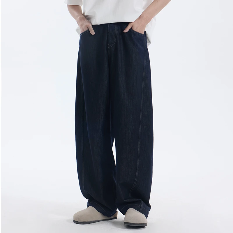 【48小时发货】高级感百搭设计感宽松长裤舒适时尚牛仔裤6011